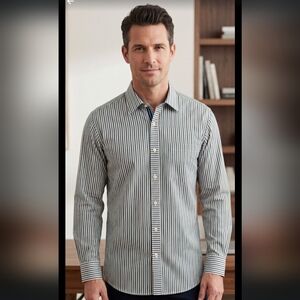 ReVerb Men's Shirt XL Striped Button Long Sleeve Cotton Pocket